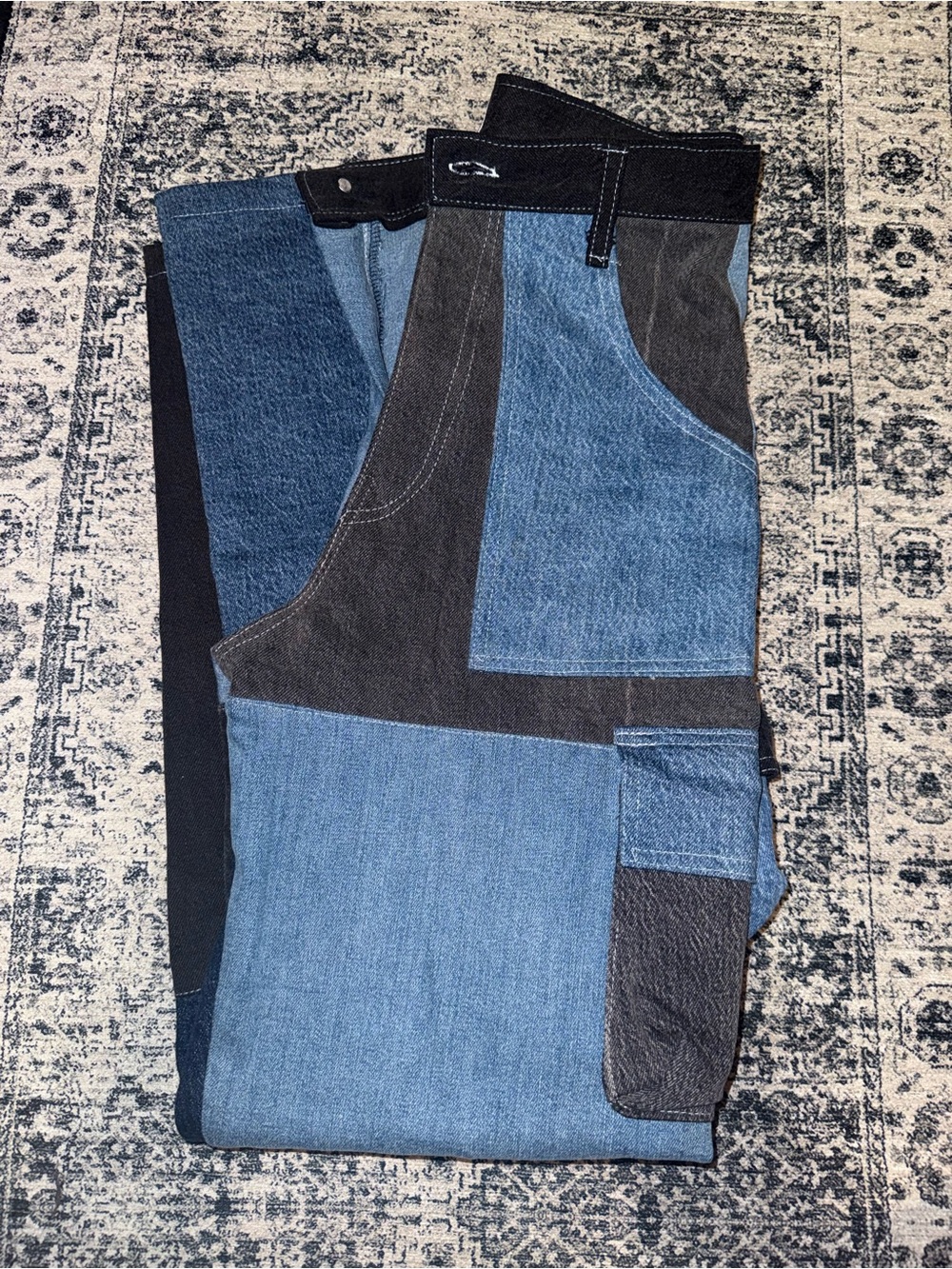 1of1 Patchwork Two-Tone Blue & Black Jeans